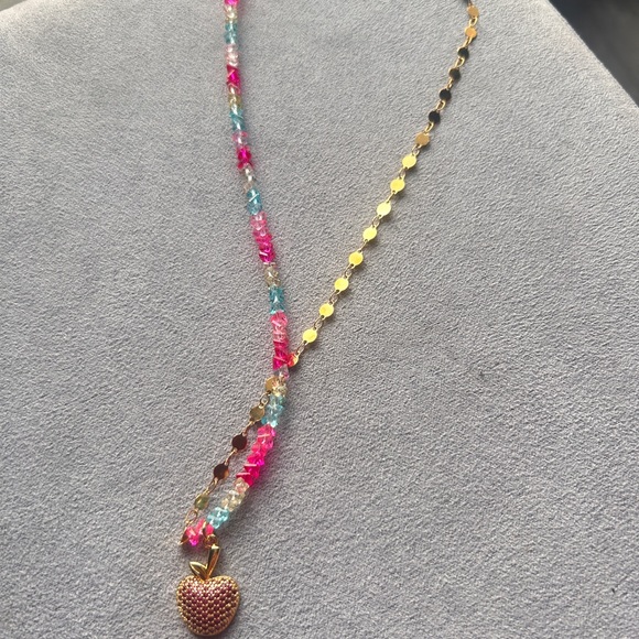 Brass and Multicolor Necklace with Apple Pendant - Picture 1 of 3